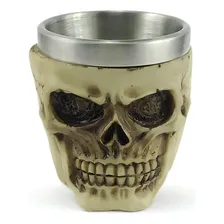 Copo Shot Dose Inox Resina Modelo Caveira Crânio Decorativo Foto mini 1