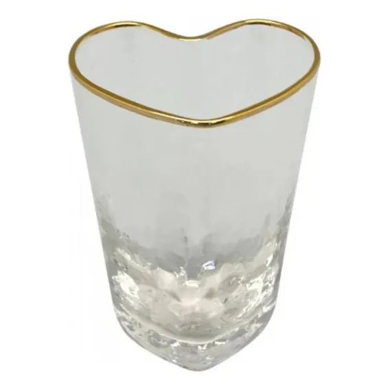 Copo Shot Mini Vidro Coração Borda Dourada 50 - Lyor Foto 1
