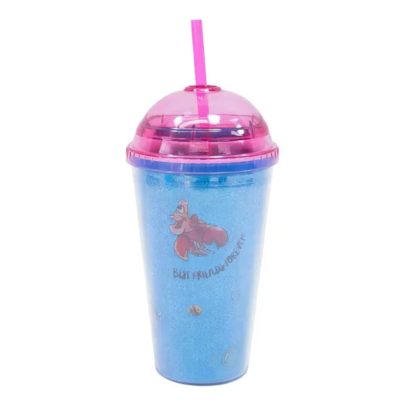Copo Tampa Oval Sereia Ariel 450ml Disney Foto 1