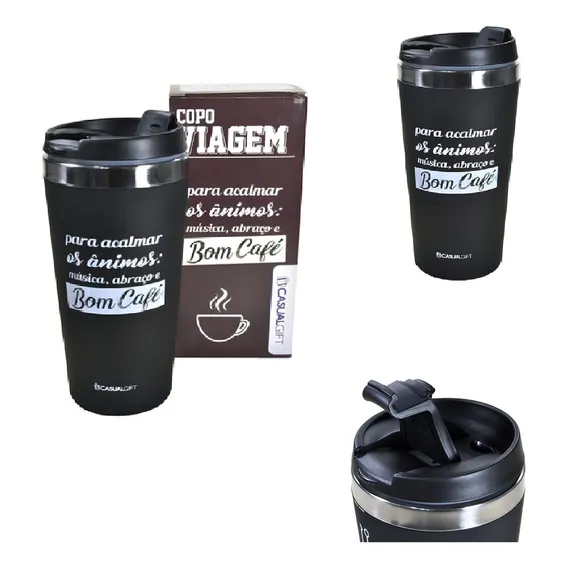 Copo Térmico Frases Criativas Café Chá Capuccino 450ml Copo Térmico Viagem Para Acalmar Os Ânimos 450 Foto 1
