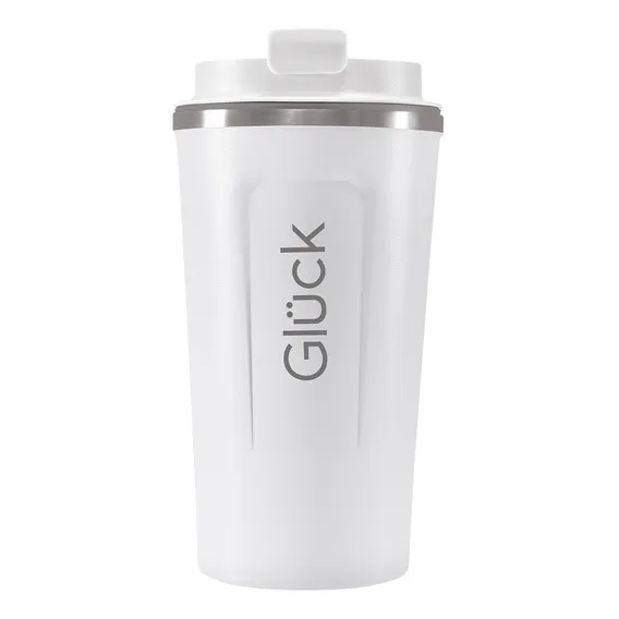 Copo Térmico Inox Glück 500ml Copo Com Tampa Hermética Black Cor Branco Foto 1