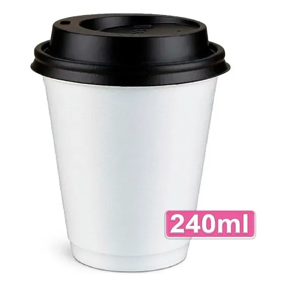 Copo Termico Isopor 240ml Com Tampa Bico Kit C/ 100 Unidades Copo Isopor Com Tampa Foto 1
