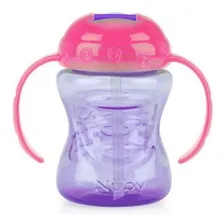 Copo Treinamento Com Alça E Bico Rigido Retratil 240ml Nuby Cor Lilás Foto mini 3