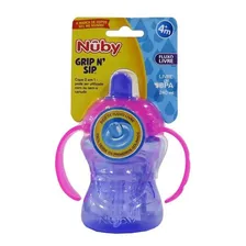 Copo Treinamento Com Alça E Bico Rigido Retratil 240ml Nuby Cor Lilás Foto mini 1