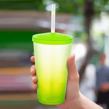 Copos Acrilico Degradê 550ml 6pcs Canudo E Tampa Resistente Cor Laranja Foto mini  3
