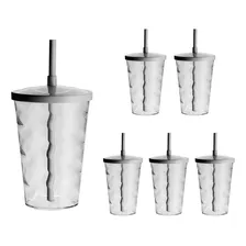 Copos De Acrílico Com Canudo E Tampa 700ml 6pcs Copo Twister Cor Transparente Foto  mini 1