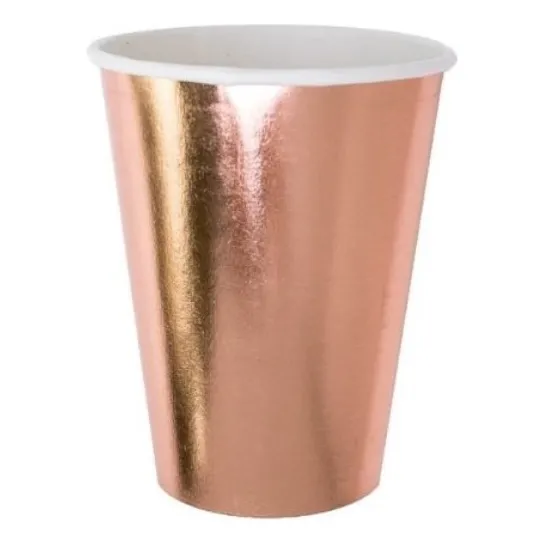 Copos Descartáveis De Papel Liso Bronze Rose Gold - 10 Unid Foto 1
