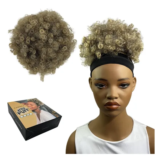Coque Afro Puff Cacheado Cabelo Sintético Premium Cor #t4/613 Foto 1