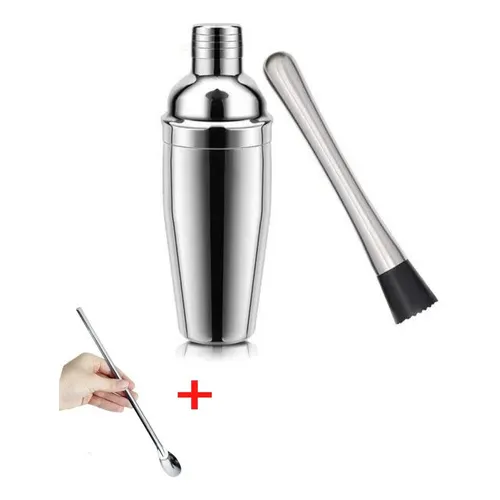 Coqueteleira Inox 500ml Profissional Drinks Barman + Socador Foto 1