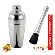 Coqueteleira Inox Com Socador Aço Inox Kit Bartender Cor Prateado Foto mini 2