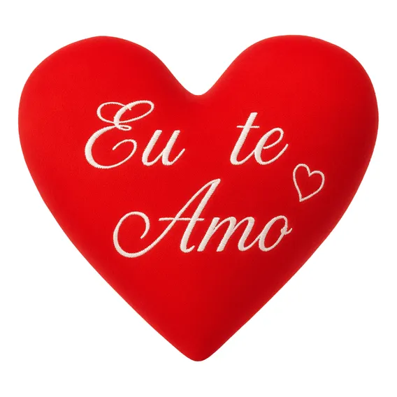 Coração De Pelúcia Com Frase Bordada 20x22cm Namorados Cor Eu Te Amo Foto 1