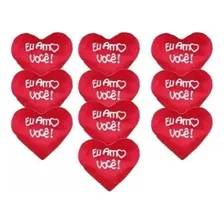 Coração De Pelucia Pequeno Vermelho Eu Amo Você - Kit Com 10 Foto mini 1