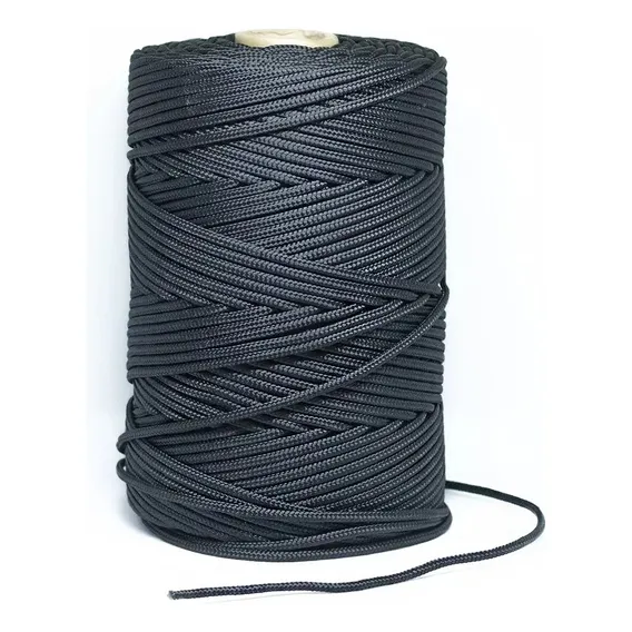 Corda Preta 2mm Poliéster Trançada 1kg Resistente Amarração Foto 1