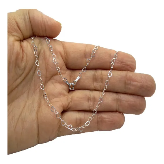 Cordão Chocker Prata 925 Jóia Legítima Coração Vazado 40 Cm Cor Prateado Foto 1