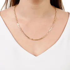 Cordao Corrente Feminina Banhada Ouro 50 Cm Elo Vazado Longo Foto mini  2