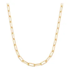 Cordao Corrente Feminina Banhada Ouro 50 Cm Elo Vazado Longo Foto  mini 1