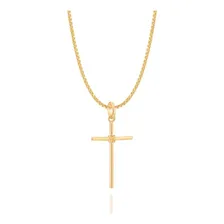 Cordão Corrente Masculino 60cm + Ping Mas Cruz Lisa Rommanel Cor Dourado Foto mini 2