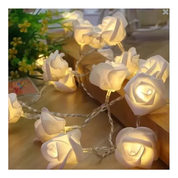 Cordão De Led Luminoso Pisca/fixa 20 Rosas Luminária Pilha Cor Das Luzes Branco / Warm Foto 1