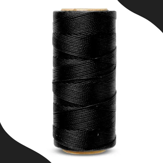 Cordão Encerado 1mm - Fio Cordone - 100m - Diversas Cores Cor 310 - Preto Foto 1