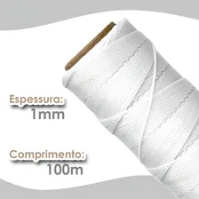 Cordão Encerado 1mm - Fio Cordone Branco - 100 Metros - Brx Foto mini  2