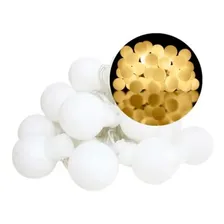 Cordão Fio Varal 2m 20 Bolinhas Led Pilha Luz Branco Quente Luzes Branco-quente Foto  mini 1