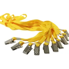 Cordão Para Crachá Amarelo Com Presilha Clips Jacaré 10 Und Foto  mini 1