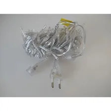 Cordão Pisca 100 Led Fixo Fio Transparente Natal Decor 110v Luzes Branco Quente Foto mini 4