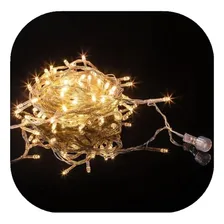 Cordão Pisca 100 Led Fixo Fio Transparente Natal Decor 110v Luzes Branco Quente Foto  mini 1