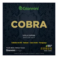 Cordas Viola Caipira Cobra Tensão Media Giannini Niquel Foto mini 1