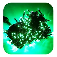 Cordão 100 Leds 10m Com Strobo 4 Fixo 1 Pisca Prova D'água Luzes Verde 220v Foto mini 1