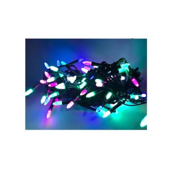 Cordão 100led Pisca Pisca 8 F Foguete Coloridos Fio Verde . 110v Foto 1