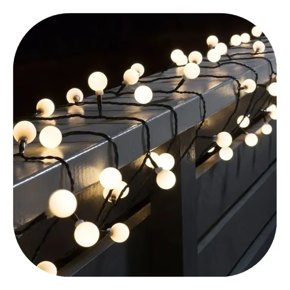 Cordão Led Varal 100 Bolinhas 8 Funções Fio Verde 3cor 220v Luzes Branco Quente Foto 1