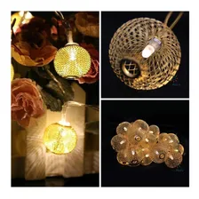 Cordão Luz Led Bolas Dourado Varal Decoração Casamento Bivolt Foto mini  3
