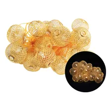 Cordão Luz Led Bolas Dourado Varal Decoração Casamento Bivolt Foto mini  2