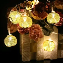 Cordão Luz Led Bolas Dourado Varal Decoração Casamento Bivolt Foto  mini 1