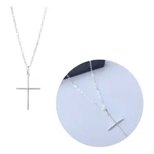 Cordão Pingente Crucifixo Prata 925 Colar Cruz Corrente 70cm Foto  mini 1
