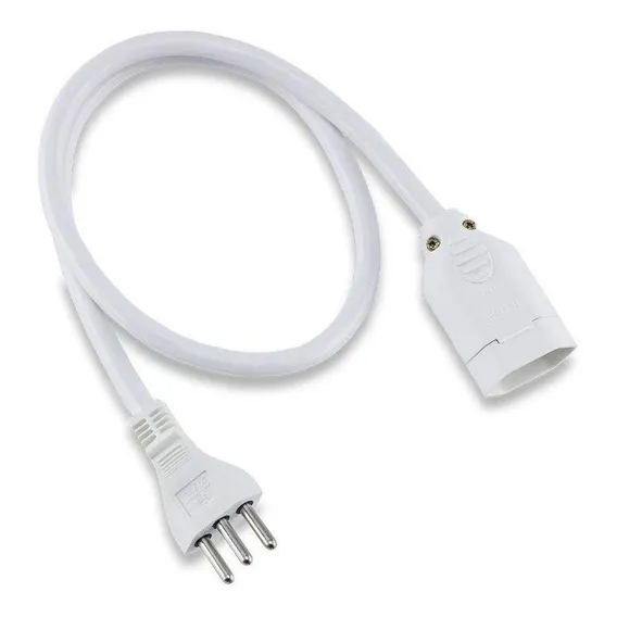 Cordão Prolongador Tripolar Branco 80cm Force Line Foto 1