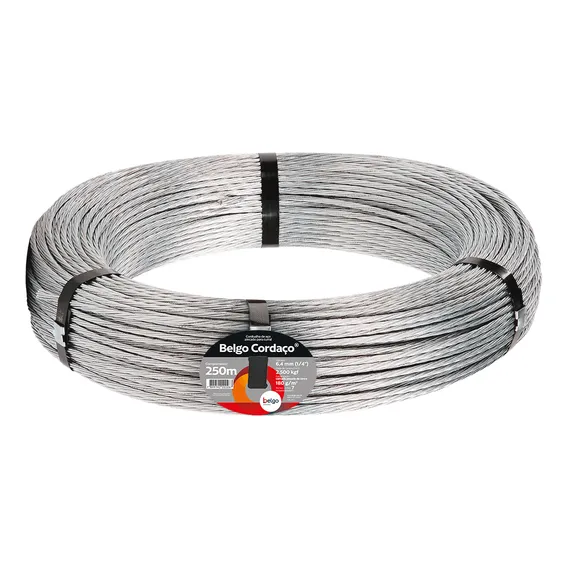 Cordoalha De Aço Galvanizado 7 Fios | Cordaço Belgo® 250m Cor Cinza Galvanizado Foto 1