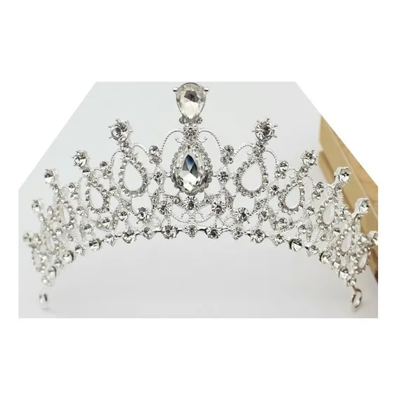Coroa 15 Anos Princesa Tiara Miss Noiva Casamento Linda D+ 2 Cor Prateado Foto 1
