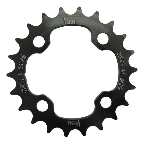 Coroa Bike Iron Index Bcd64 22t Shimano Duplo 7000/8000 Preto Foto 1