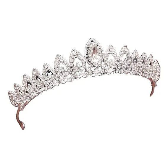 Coroa Noiva Enfeite Cabelo Grinalda Casamento Debutante Daminha Dama Cor Prata Foto 1