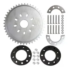 Coroa Prata De 44d + Kit Fixação Da Coroa C/ Bike Motorizada Foto mini 1