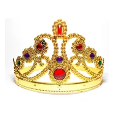 Coroa Rainha Princesa Dourada Pedraria Colorida Ajustável Foto mini 4