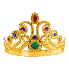 Coroa Rainha Princesa Dourada Pedraria Colorida Ajustável Foto mini 1