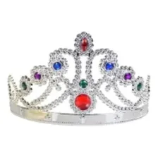Coroa Rei Rainha Príncipe Princesa Plástica Ajustável Festa Cor Princesa Prata Foto  mini 1