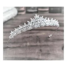 Coroa Tiara Cabelo Noiva Zircônia Princesa Cor Prata Foto  mini 1