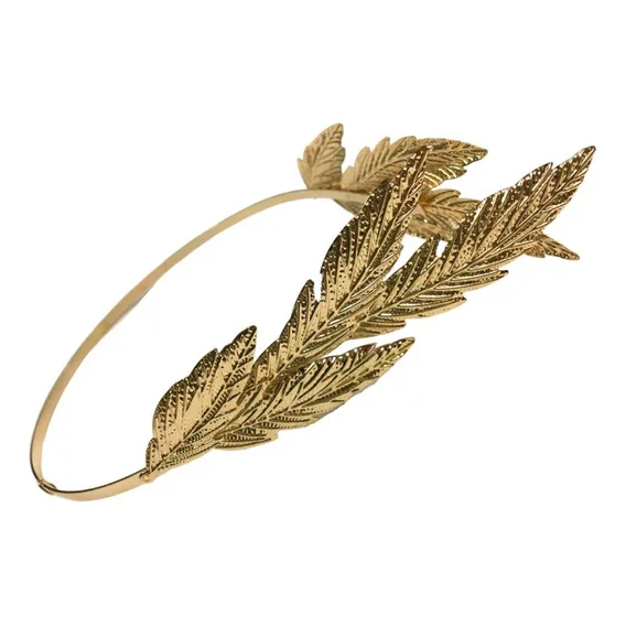 Coroa Tiara Fantasias Carol L.R.S PA0102C2 Deus Grego Romano Dourada Tiara De Louros Pra Fantasia Foto 1