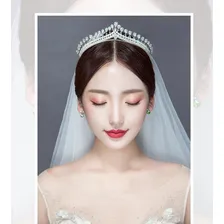 Coroa Tiara Porta Coque Noiva Strass E Zirconia Prata Luxo Foto mini 4
