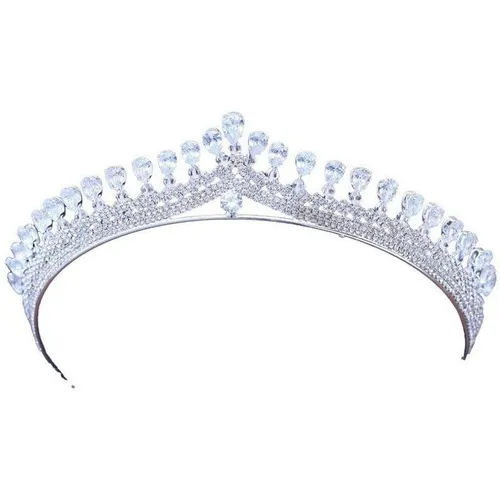 Coroa Tiara Porta Coque Noiva Strass E Zirconia Prata Luxo Foto 1