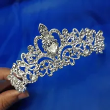 Coroa Tiara Prata Noiva Strass Debutante Barata Foto mini 4
